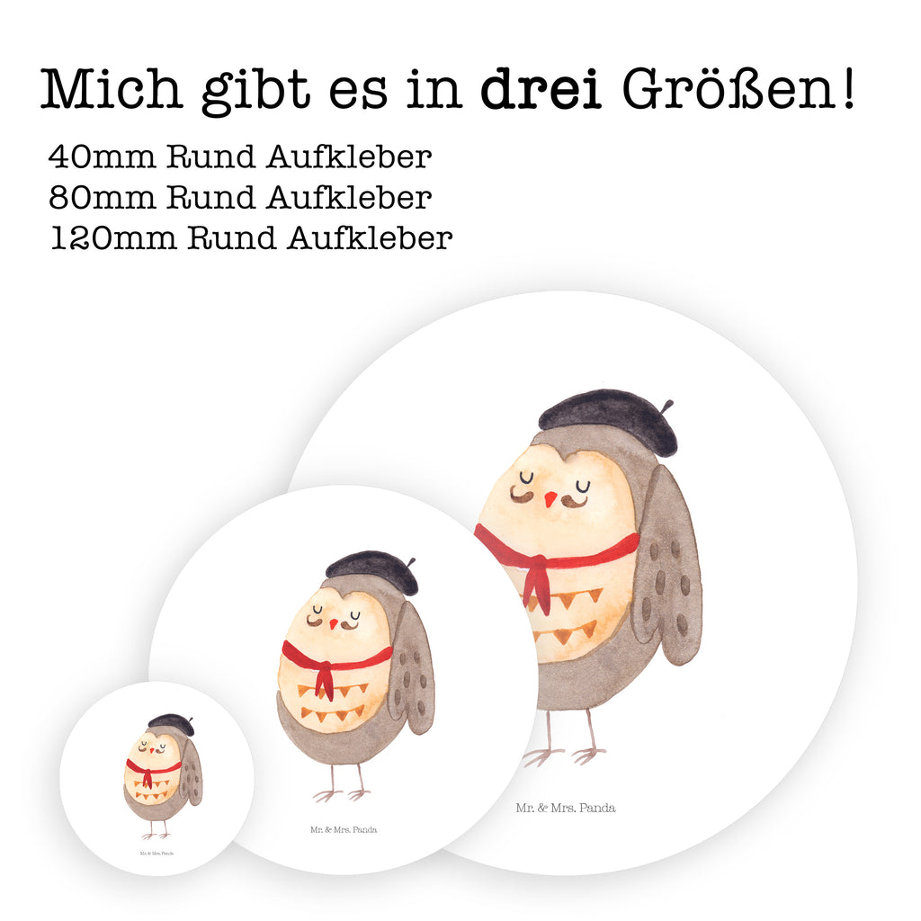 80mm Rund Aufkleber Eule Französisch