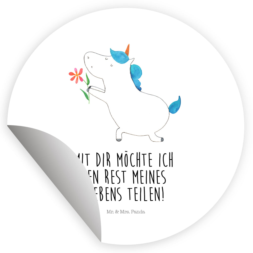 80mm Rund Aufkleber Einhorn Blume Sticker, Aufkleber, Etikett, Einhorn, Einhörner, Einhorn Deko, Pegasus, Unicorn, Liebe, Liebesbeweis, Antrag, Heiratsantrag, Verlobung, Ehepaar, Pärchen, Partner, Freund, Freundin, Ehe, heiraten