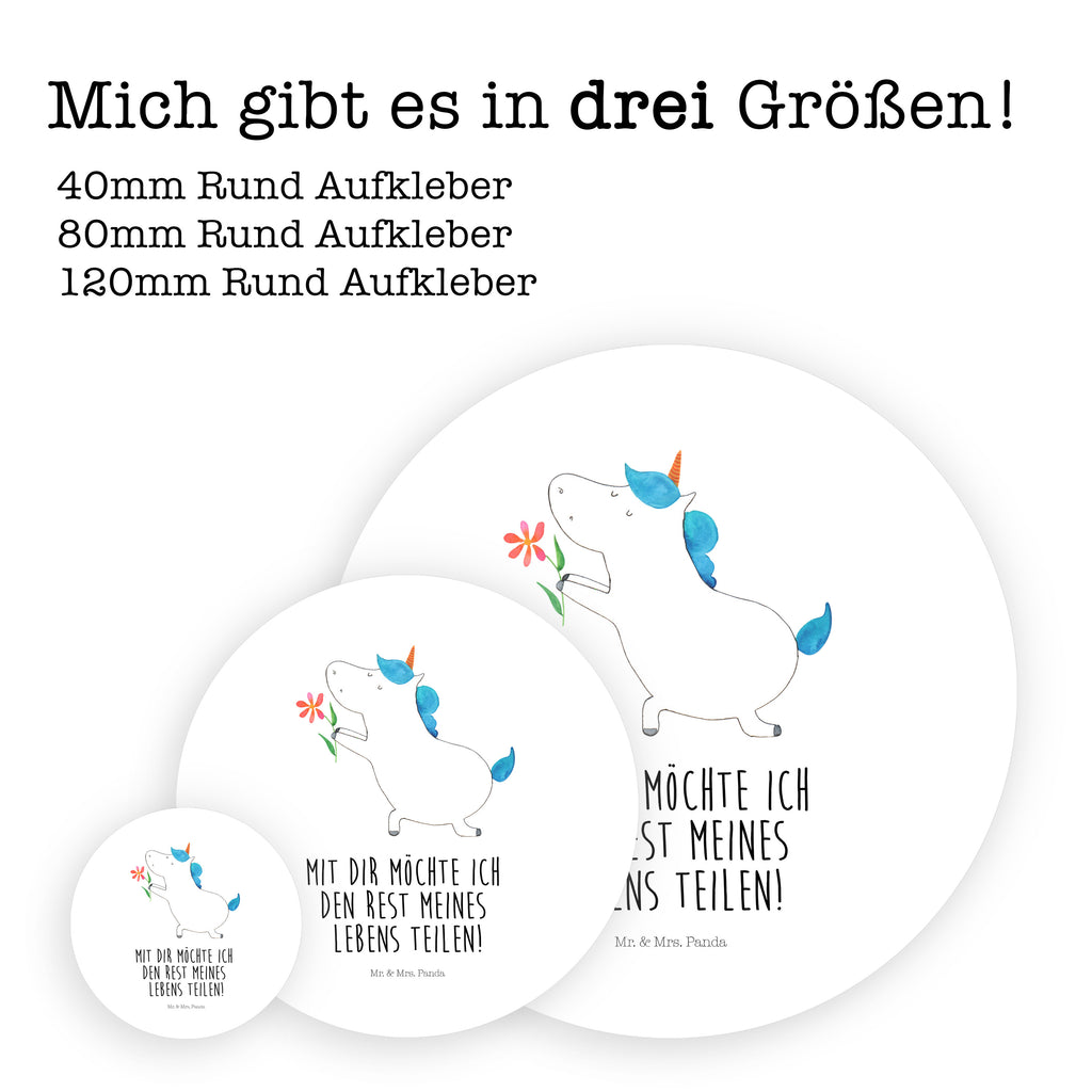 80mm Rund Aufkleber Einhorn Blume Sticker, Aufkleber, Etikett, Einhorn, Einhörner, Einhorn Deko, Pegasus, Unicorn, Liebe, Liebesbeweis, Antrag, Heiratsantrag, Verlobung, Ehepaar, Pärchen, Partner, Freund, Freundin, Ehe, heiraten