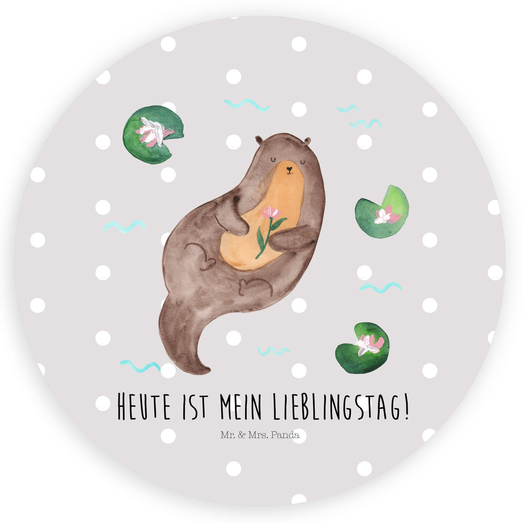 80mm Rund Aufkleber Otter mit Seerose