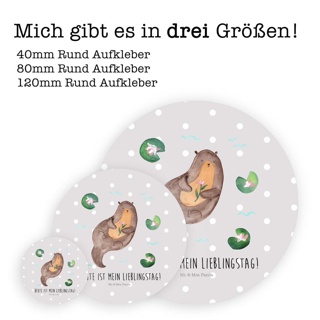 80mm Rund Aufkleber Otter mit Seerose