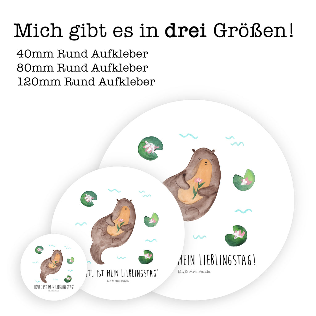 80mm Rund Aufkleber Otter mit Seerose