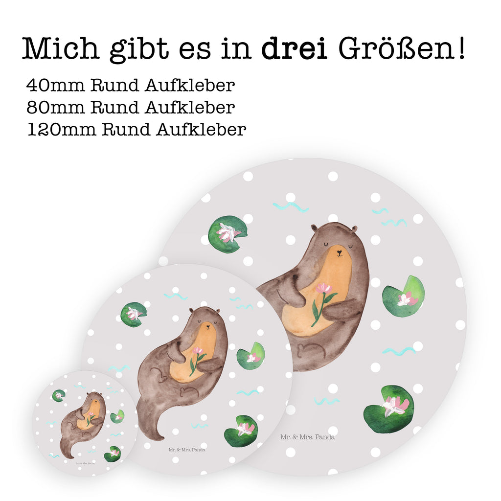 80mm Rund Aufkleber Otter mit Seerose