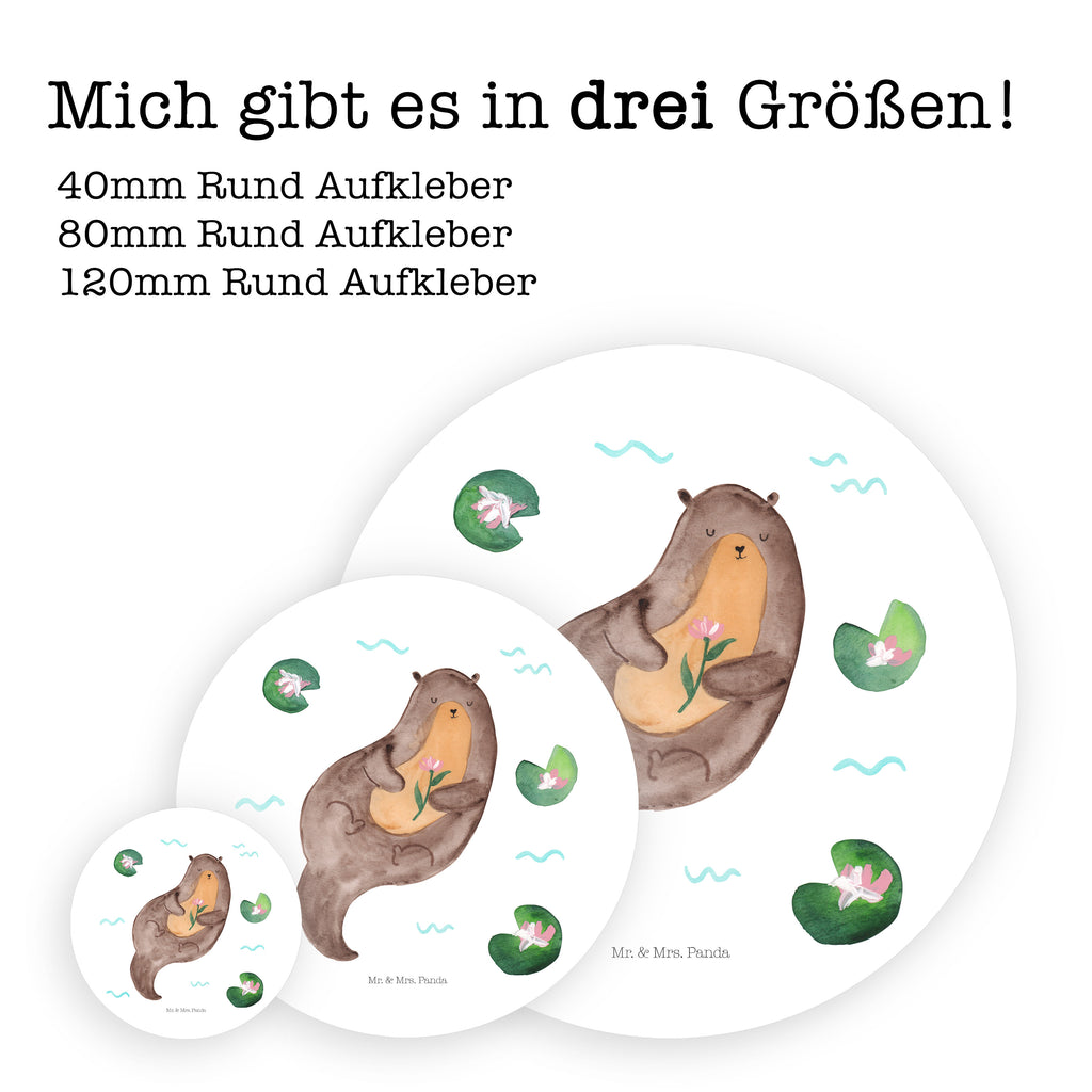 80mm Rund Aufkleber Otter mit Seerose