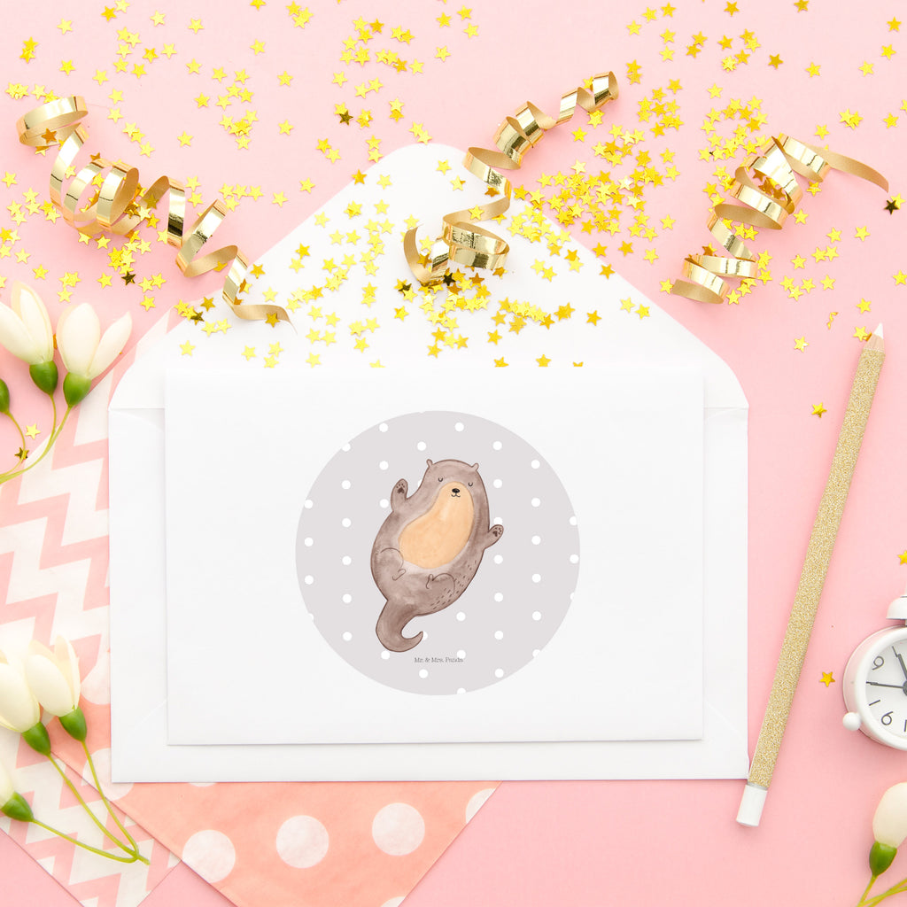 80mm Rund Aufkleber Otter Umarmen Sticker, Aufkleber, Etikett, Otter, Fischotter, Seeotter, Otter Seeotter See Otter