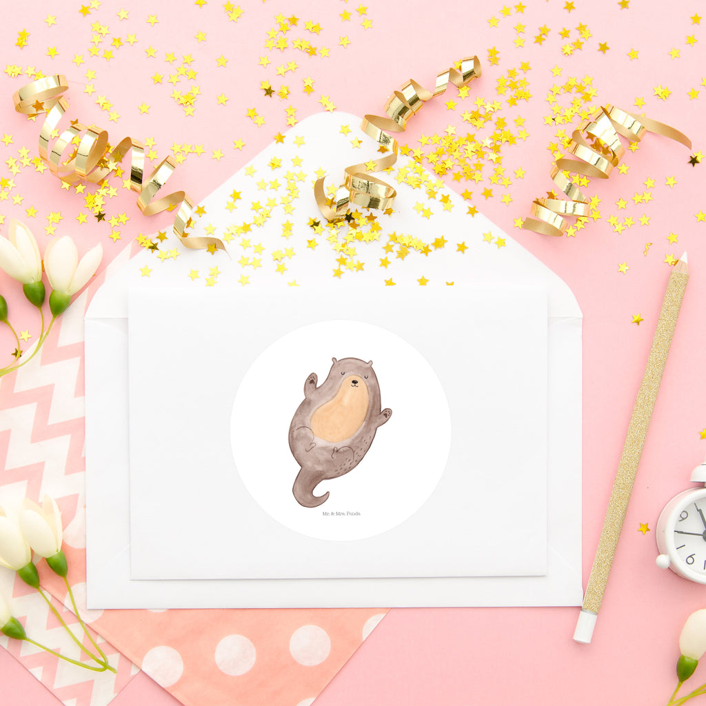 80mm Rund Aufkleber Otter Umarmen Sticker, Aufkleber, Etikett, Otter, Fischotter, Seeotter, Otter Seeotter See Otter