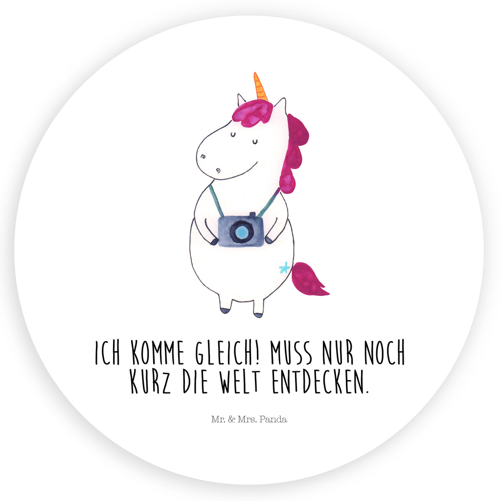 80mm Rund Aufkleber Einhorn Fotograf Sticker, Aufkleber, Etikett, Einhorn, Einhörner, Einhorn Deko, Pegasus, Unicorn, Fotograf, Fotografie, Kamera, Reisen, Weltreise, Weltenbummler, Urlaub, Tourist, Kurztrip, Reise, Städtereise