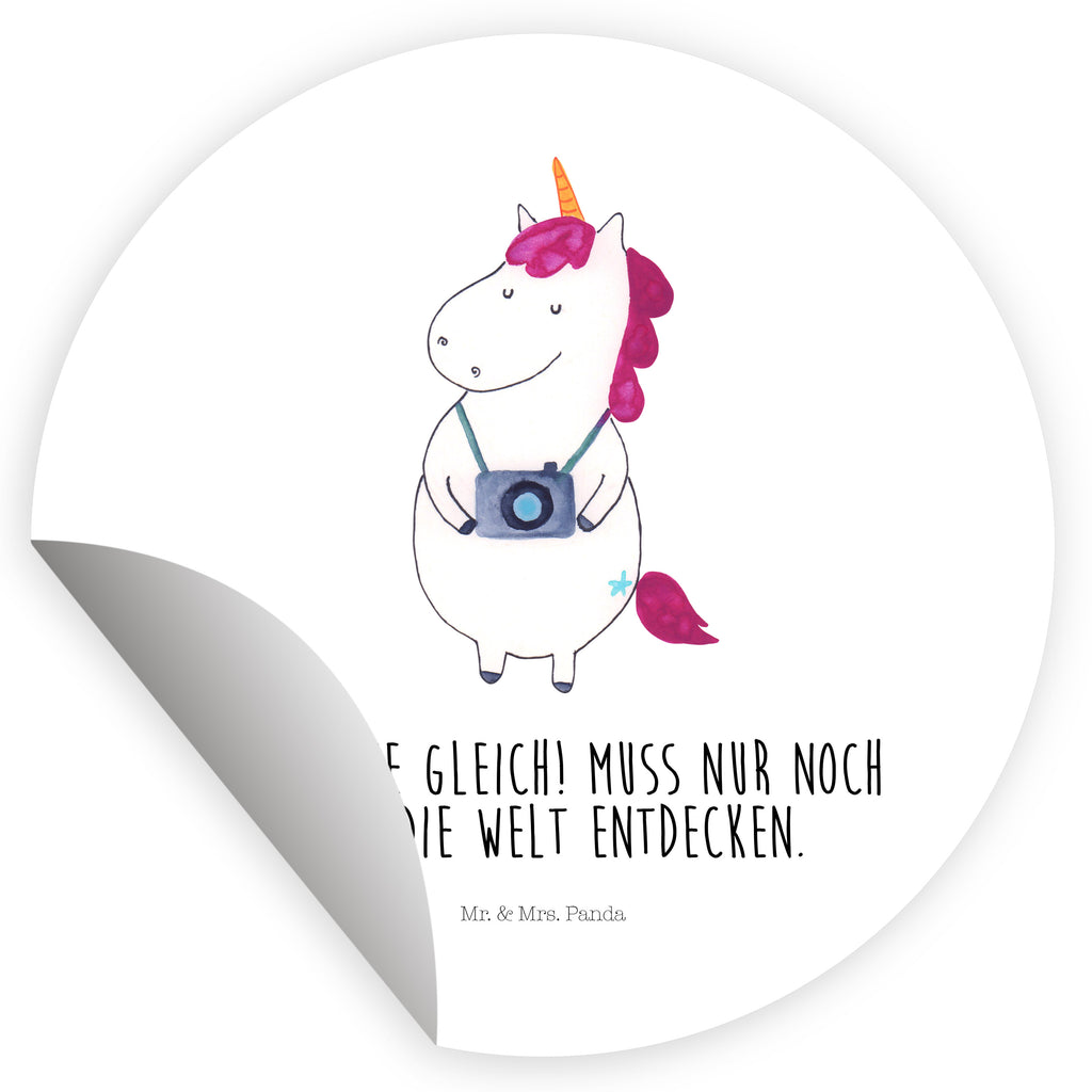 80mm Rund Aufkleber Einhorn Fotograf Sticker, Aufkleber, Etikett, Einhorn, Einhörner, Einhorn Deko, Pegasus, Unicorn, Fotograf, Fotografie, Kamera, Reisen, Weltreise, Weltenbummler, Urlaub, Tourist, Kurztrip, Reise, Städtereise