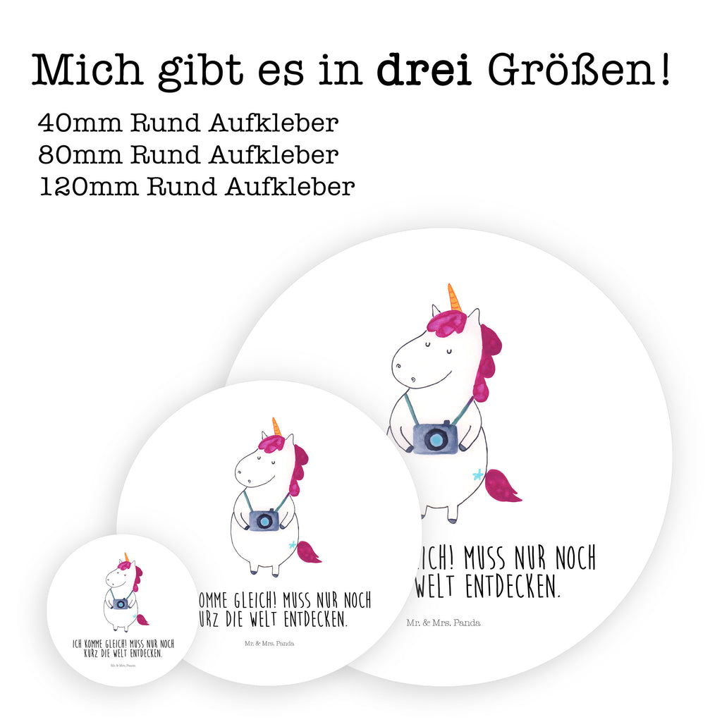 80mm Rund Aufkleber Einhorn Fotograf Sticker, Aufkleber, Etikett, Einhorn, Einhörner, Einhorn Deko, Pegasus, Unicorn, Fotograf, Fotografie, Kamera, Reisen, Weltreise, Weltenbummler, Urlaub, Tourist, Kurztrip, Reise, Städtereise