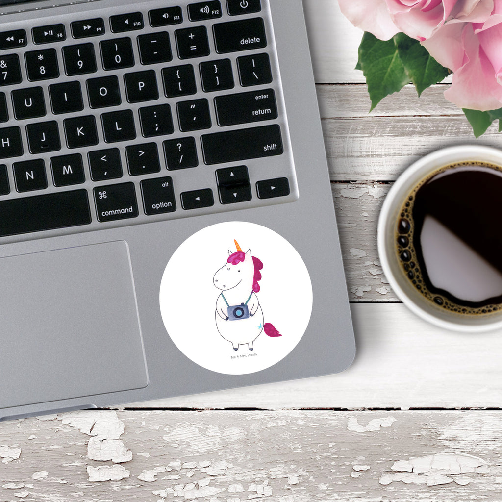 80mm Rund Aufkleber Einhorn Fotograf Sticker, Aufkleber, Etikett, Einhorn, Einhörner, Einhorn Deko, Pegasus, Unicorn, Fotograf, Fotografie, Kamera, Reisen, Weltreise, Weltenbummler, Urlaub, Tourist, Kurztrip, Reise, Städtereise