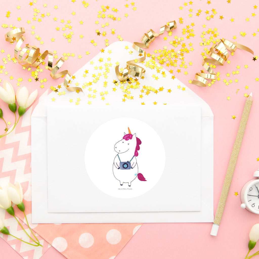 80mm Rund Aufkleber Einhorn Fotograf Sticker, Aufkleber, Etikett, Einhorn, Einhörner, Einhorn Deko, Pegasus, Unicorn, Fotograf, Fotografie, Kamera, Reisen, Weltreise, Weltenbummler, Urlaub, Tourist, Kurztrip, Reise, Städtereise