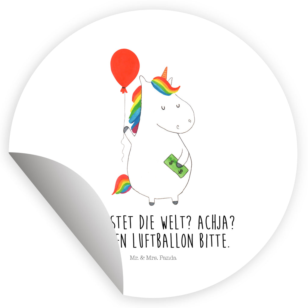 80mm Rund Aufkleber Einhorn Luftballon Sticker, Aufkleber, Etikett, Einhorn, Einhörner, Einhorn Deko, Pegasus, Unicorn, Luftballon, Geld, Lebenslust, Freude, Geschenk, Freundin