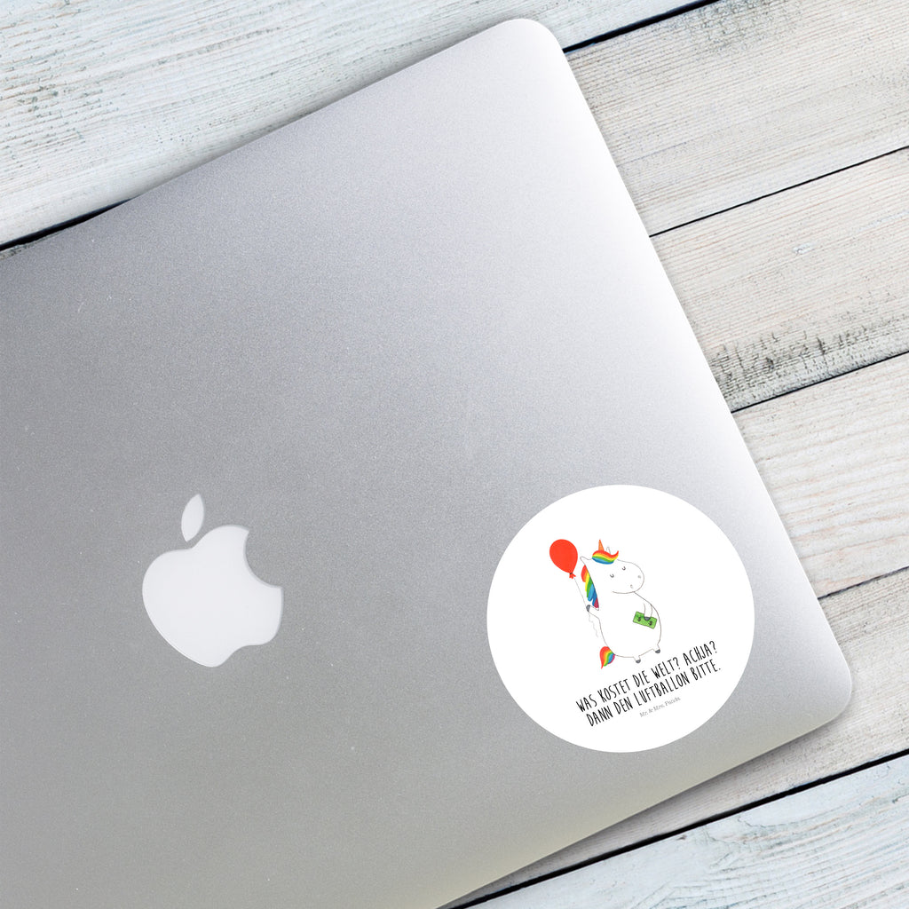 80mm Rund Aufkleber Einhorn Luftballon Sticker, Aufkleber, Etikett, Einhorn, Einhörner, Einhorn Deko, Pegasus, Unicorn, Luftballon, Geld, Lebenslust, Freude, Geschenk, Freundin
