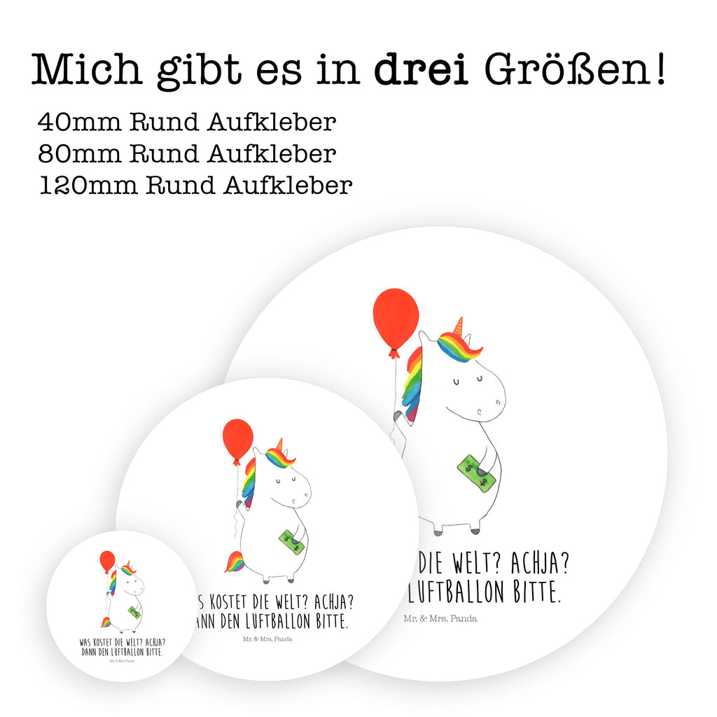 80mm Rund Aufkleber Einhorn Luftballon Sticker, Aufkleber, Etikett, Einhorn, Einhörner, Einhorn Deko, Pegasus, Unicorn, Luftballon, Geld, Lebenslust, Freude, Geschenk, Freundin