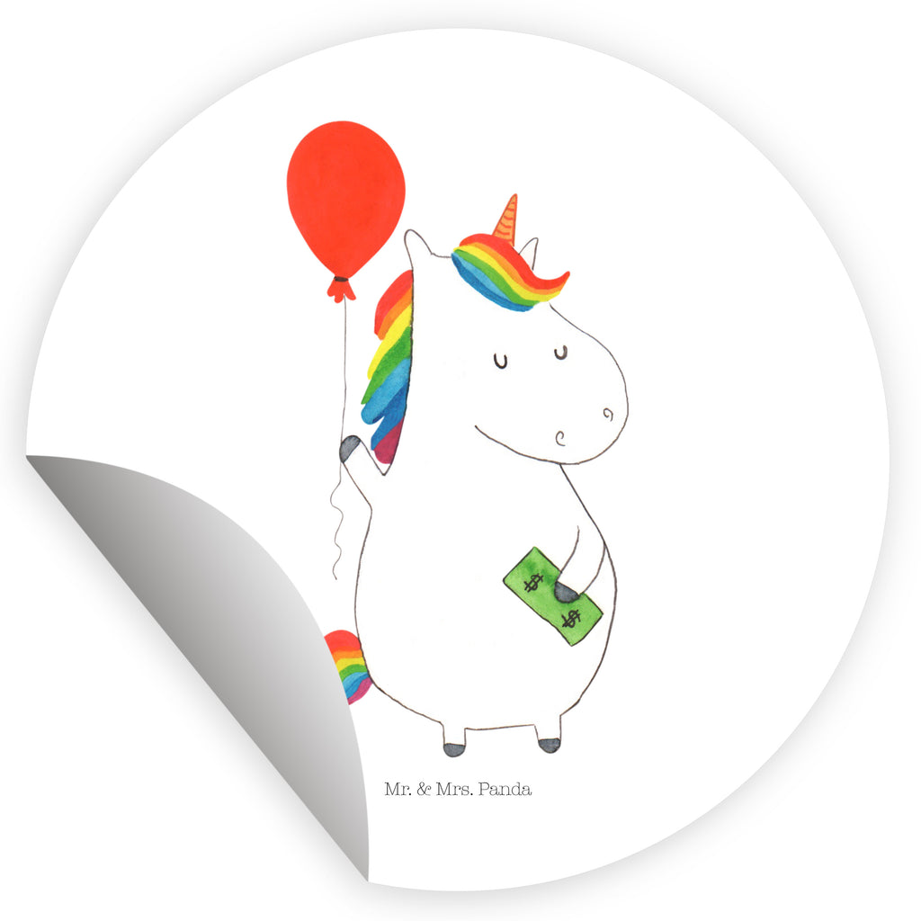 80mm Rund Aufkleber Einhorn Luftballon Sticker, Aufkleber, Etikett, Einhorn, Einhörner, Einhorn Deko, Pegasus, Unicorn, Luftballon, Geld, Lebenslust, Freude, Geschenk, Freundin