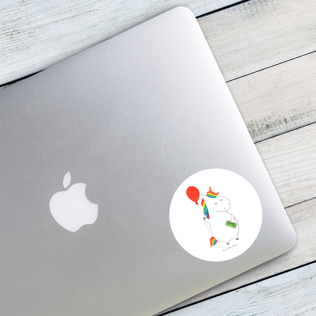 80mm Rund Aufkleber Einhorn Luftballon Sticker, Aufkleber, Etikett, Einhorn, Einhörner, Einhorn Deko, Pegasus, Unicorn, Luftballon, Geld, Lebenslust, Freude, Geschenk, Freundin