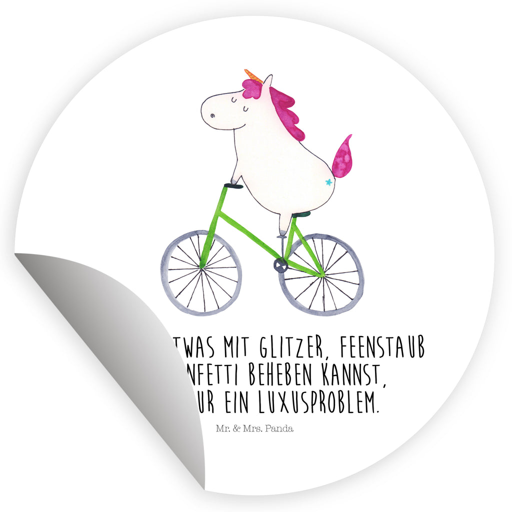 80mm Rund Aufkleber Einhorn Radfahrer Sticker, Aufkleber, Etikett, Einhorn, Einhörner, Einhorn Deko, Pegasus, Unicorn, Radfahren, Radfahrer, Rad, Bike, Feenstaub, Konfetti, Luxusproblem, Kummer, Liebeskummer