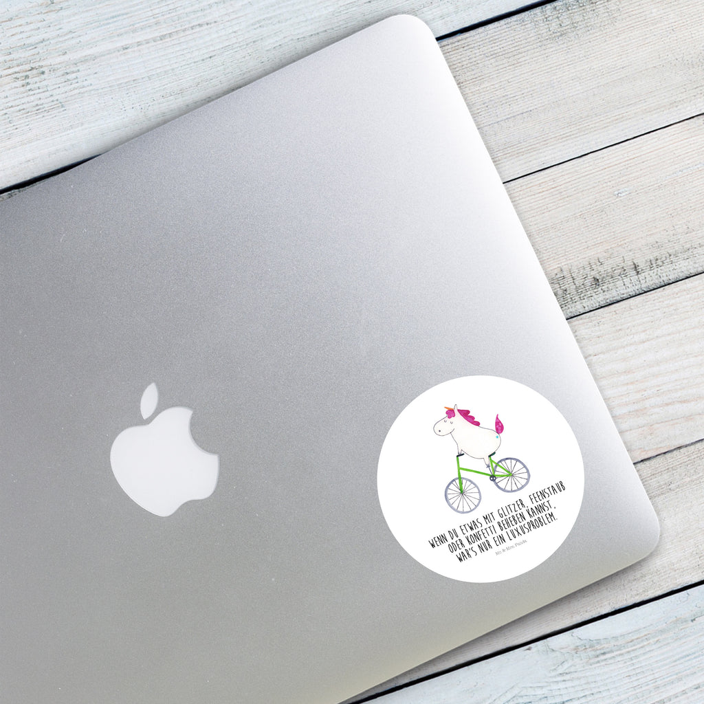 80mm Rund Aufkleber Einhorn Radfahrer Sticker, Aufkleber, Etikett, Einhorn, Einhörner, Einhorn Deko, Pegasus, Unicorn, Radfahren, Radfahrer, Rad, Bike, Feenstaub, Konfetti, Luxusproblem, Kummer, Liebeskummer