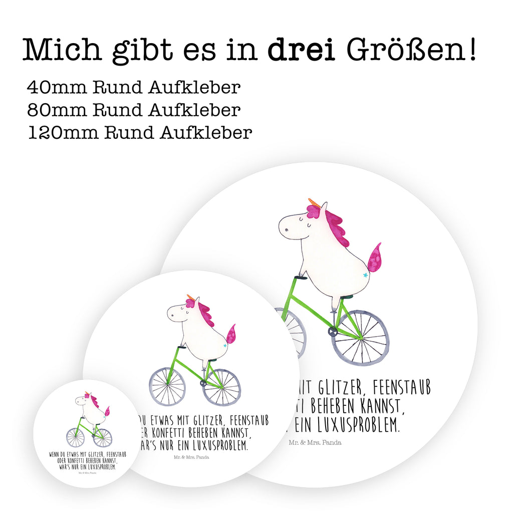 80mm Rund Aufkleber Einhorn Radfahrer Sticker, Aufkleber, Etikett, Einhorn, Einhörner, Einhorn Deko, Pegasus, Unicorn, Radfahren, Radfahrer, Rad, Bike, Feenstaub, Konfetti, Luxusproblem, Kummer, Liebeskummer