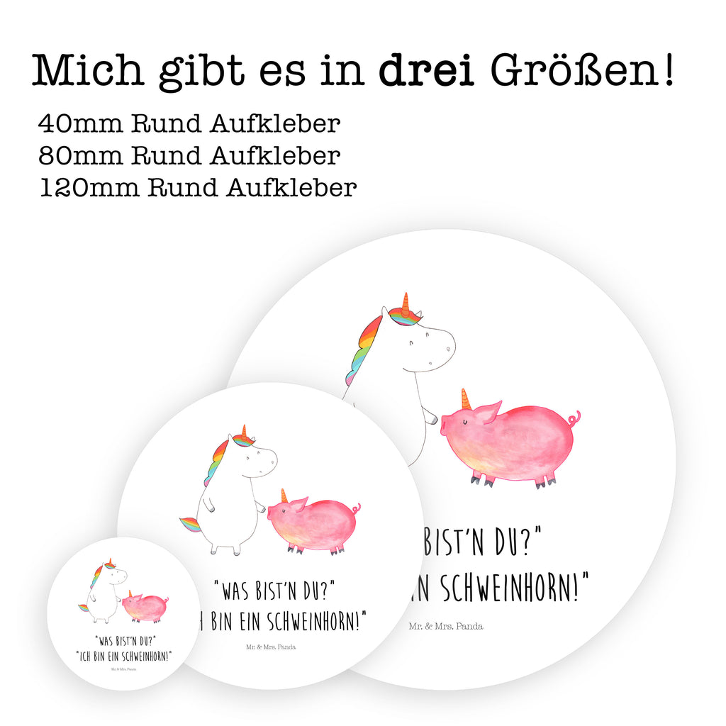 80mm Rund Aufkleber Einhorn + Schweinhorn Sticker, Aufkleber, Etikett, Einhorn, Einhörner, Einhorn Deko, Pegasus, Unicorn, Freundschaft, Schweinhorn, Schwein, Freundin, Schweinchen