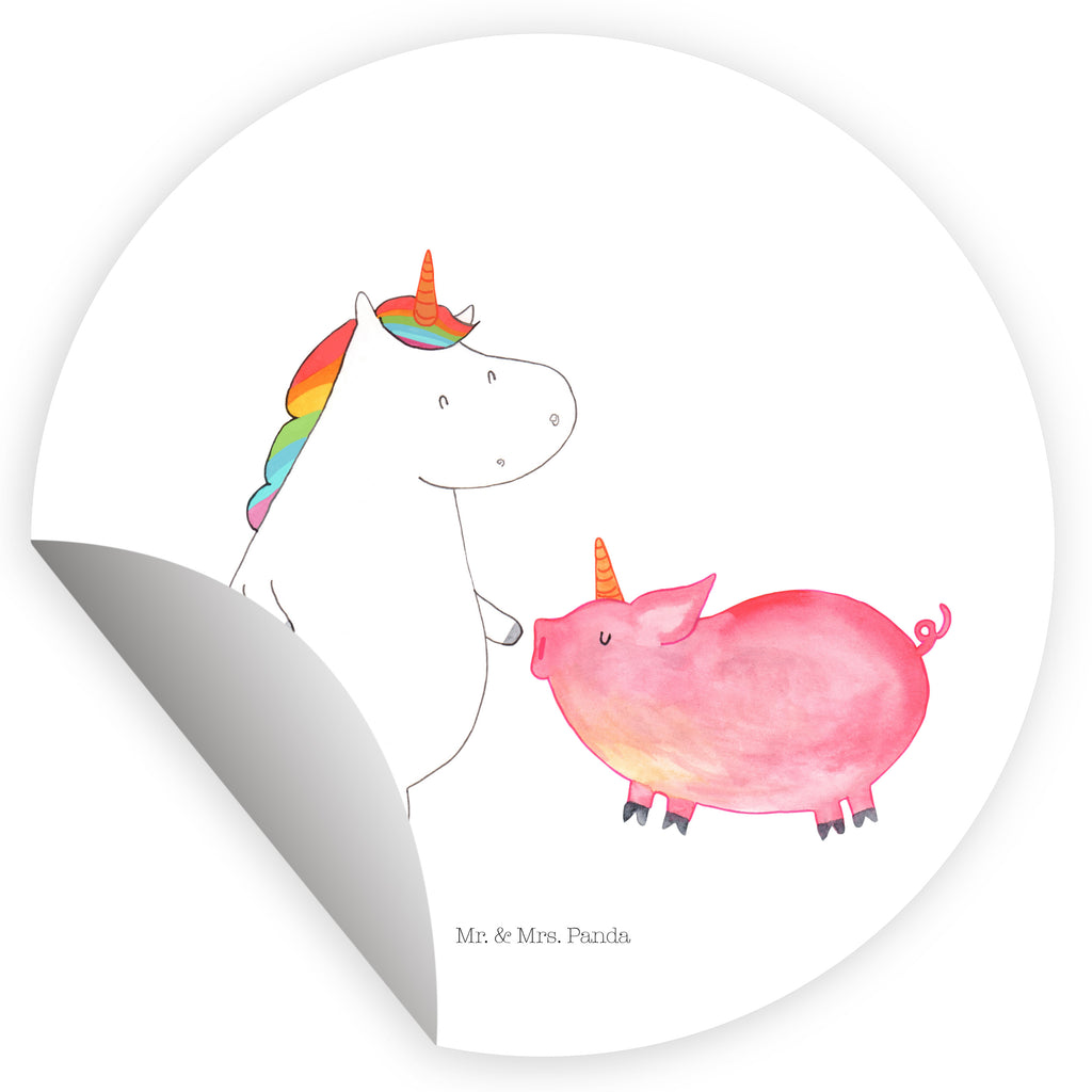 80mm Rund Aufkleber Einhorn + Schweinhorn Sticker, Aufkleber, Etikett, Einhorn, Einhörner, Einhorn Deko, Pegasus, Unicorn, Freundschaft, Schweinhorn, Schwein, Freundin, Schweinchen