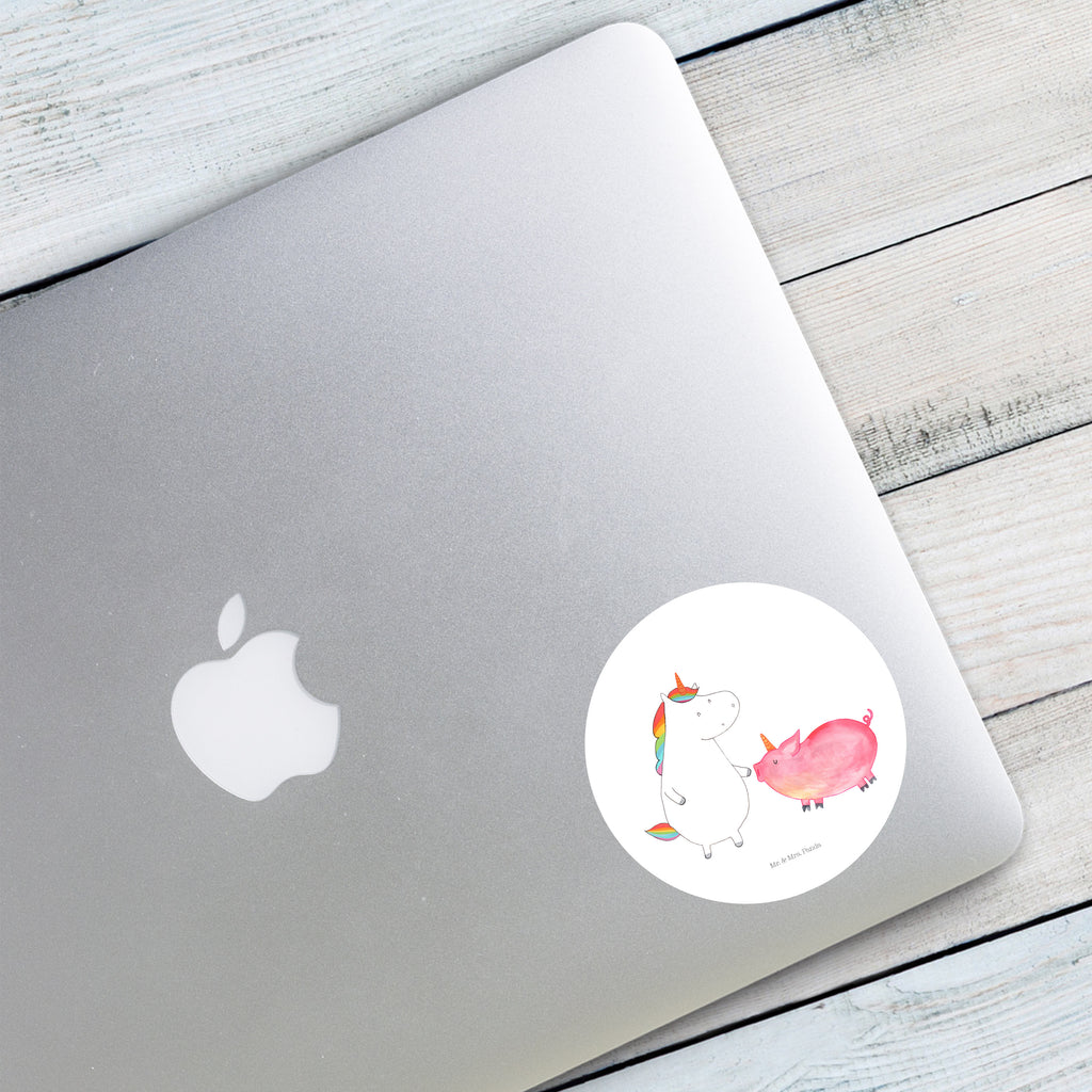 80mm Rund Aufkleber Einhorn + Schweinhorn Sticker, Aufkleber, Etikett, Einhorn, Einhörner, Einhorn Deko, Pegasus, Unicorn, Freundschaft, Schweinhorn, Schwein, Freundin, Schweinchen