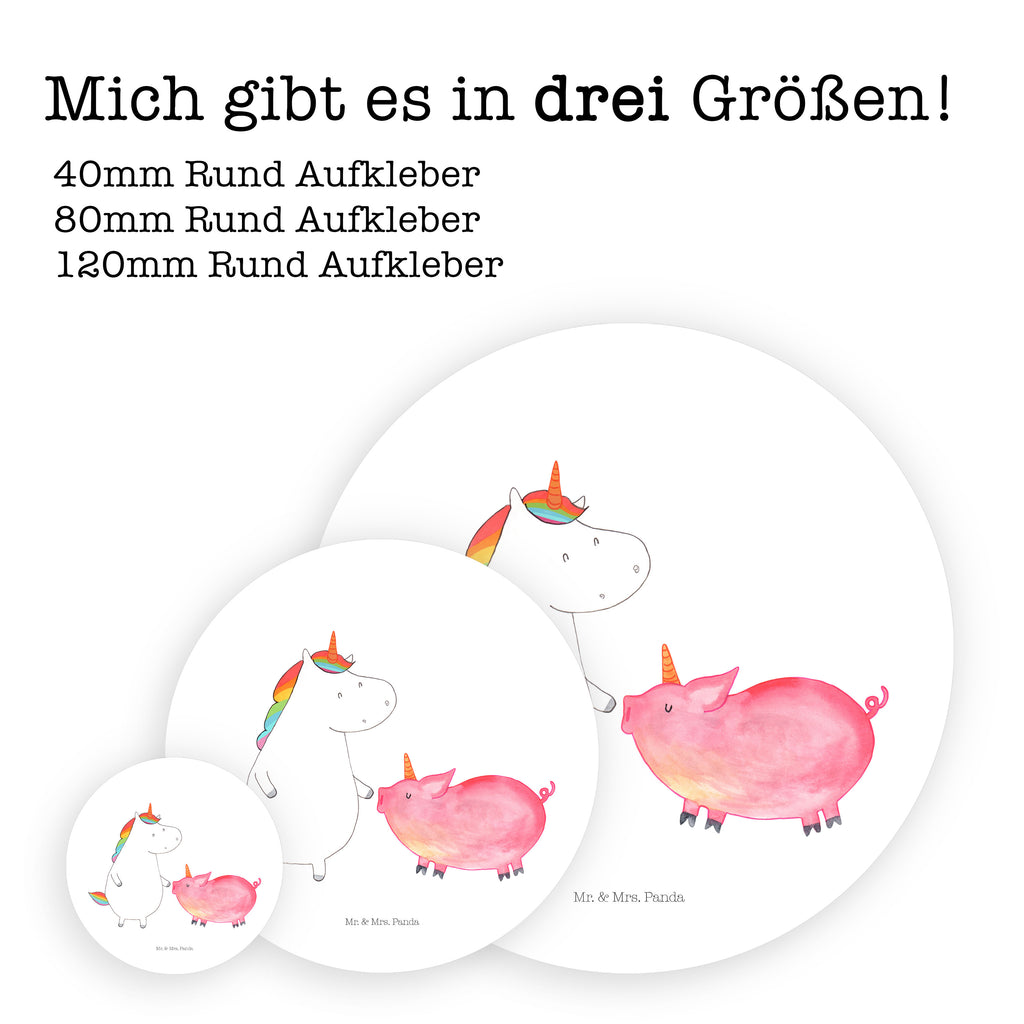 80mm Rund Aufkleber Einhorn + Schweinhorn Sticker, Aufkleber, Etikett, Einhorn, Einhörner, Einhorn Deko, Pegasus, Unicorn, Freundschaft, Schweinhorn, Schwein, Freundin, Schweinchen