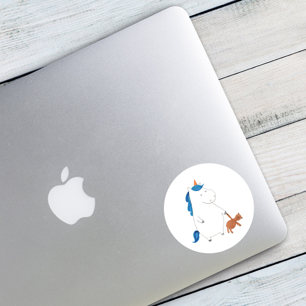 80mm Rund Aufkleber Einhorn Teddy Sticker, Aufkleber, Etikett, Einhorn, Einhörner, Einhorn Deko, Pegasus, Unicorn, schlafen, gute Nacht, Single, Bett, Träumen, Freundin, Singleleben