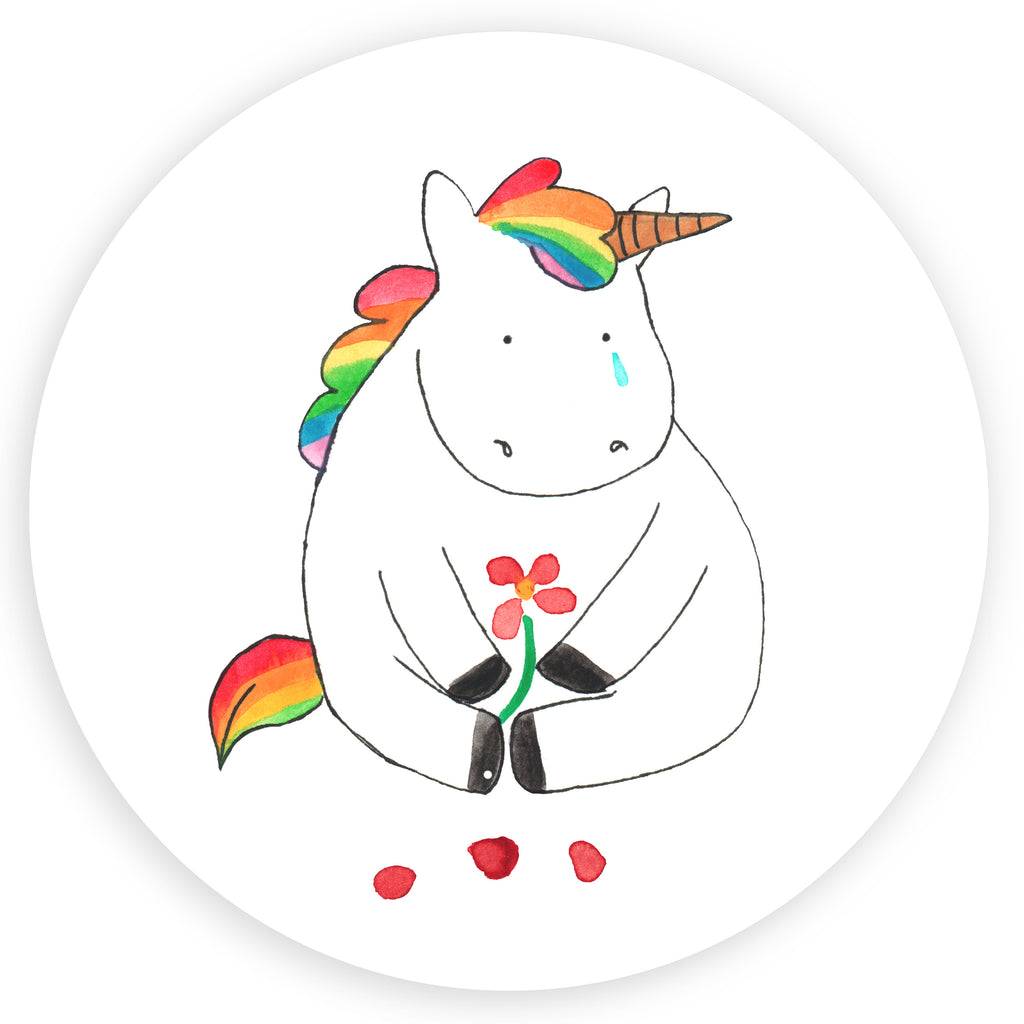 80mm Rund Aufkleber Einhorn Traurig Sticker, Aufkleber, Etikett, Einhorn, Einhörner, Einhorn Deko, Pegasus, Unicorn, Glitzer, Trösten. Freundschaft, Freunde, Liebe, Trauer, Grußkarte, Blume