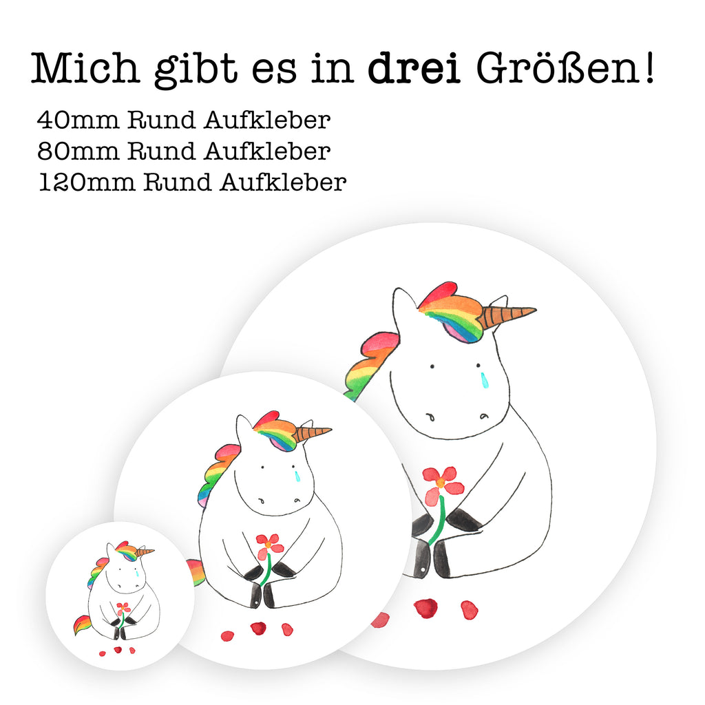 80mm Rund Aufkleber Einhorn Traurig Sticker, Aufkleber, Etikett, Einhorn, Einhörner, Einhorn Deko, Pegasus, Unicorn, Glitzer, Trösten. Freundschaft, Freunde, Liebe, Trauer, Grußkarte, Blume