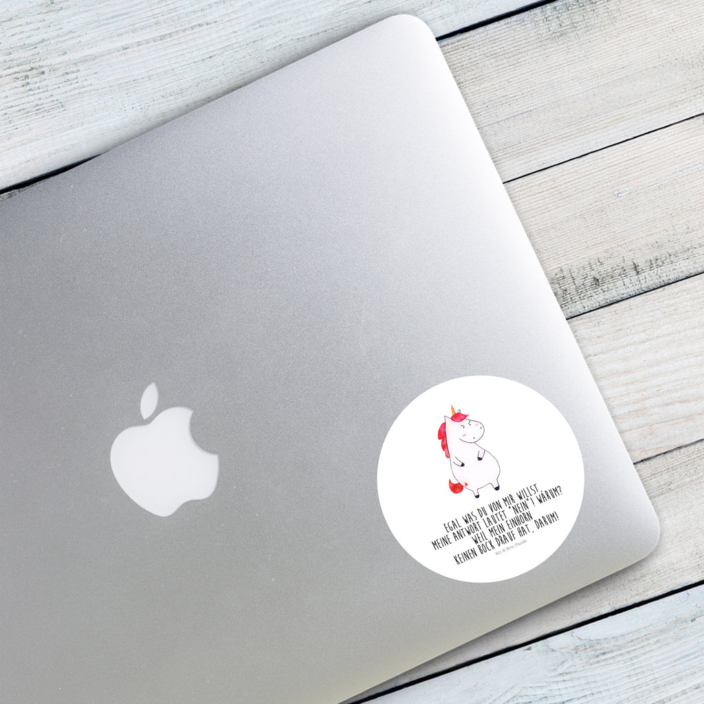 80mm Rund Aufkleber Einhorn wütend