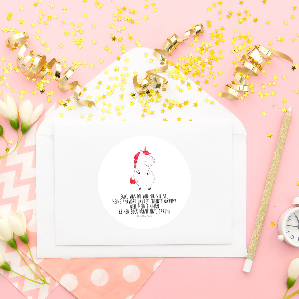 80mm Rund Aufkleber Einhorn wütend