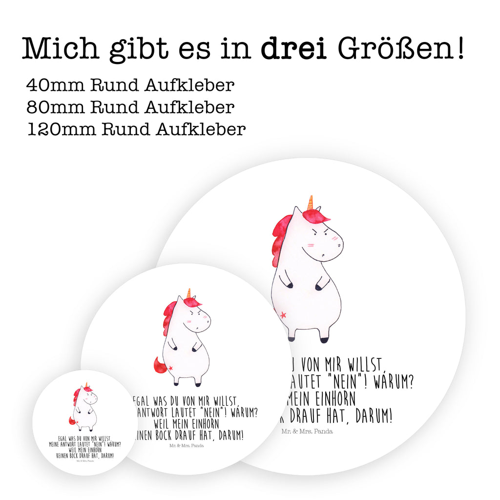 80mm Rund Aufkleber Einhorn wütend