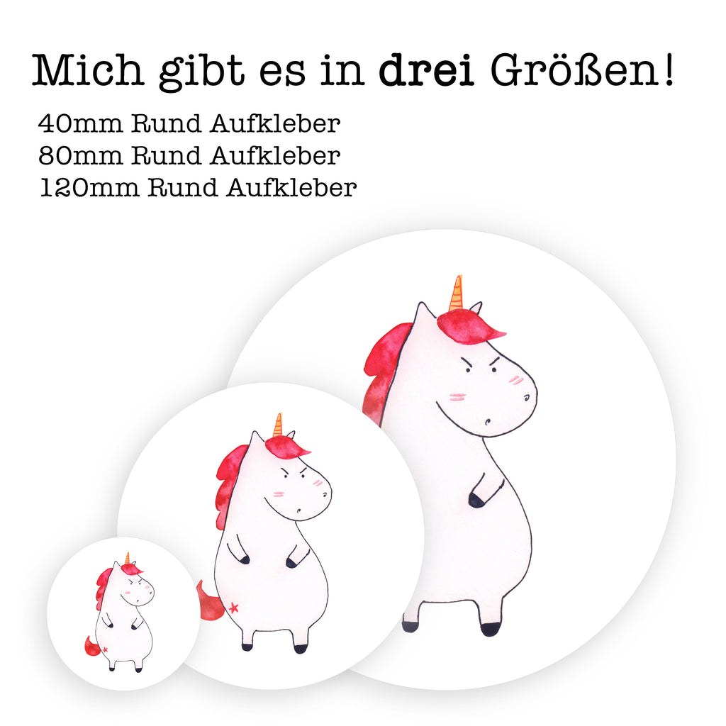 80mm Rund Aufkleber Einhorn wütend