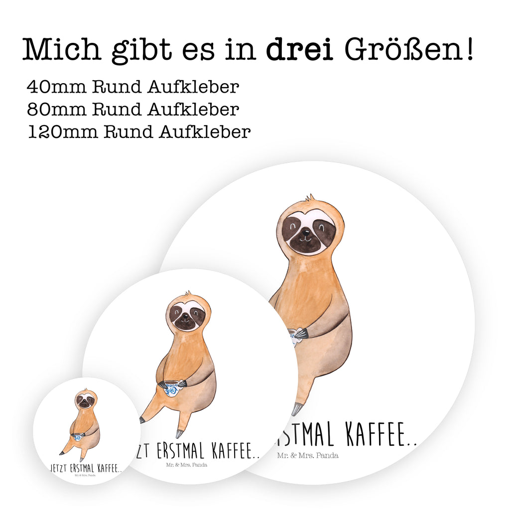 80mm Rund Aufkleber Faultier Kaffee