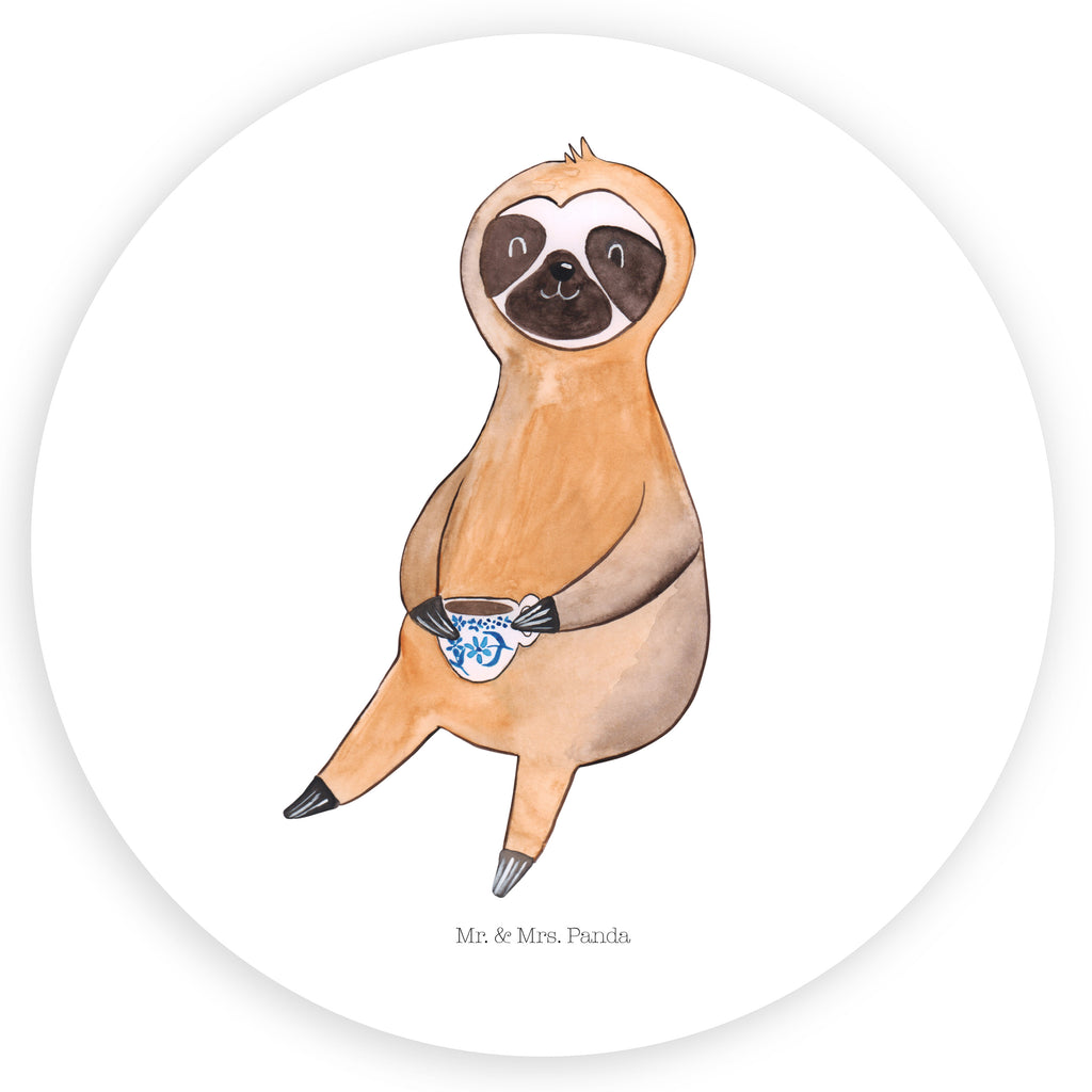 80mm Rund Aufkleber Faultier Kaffee