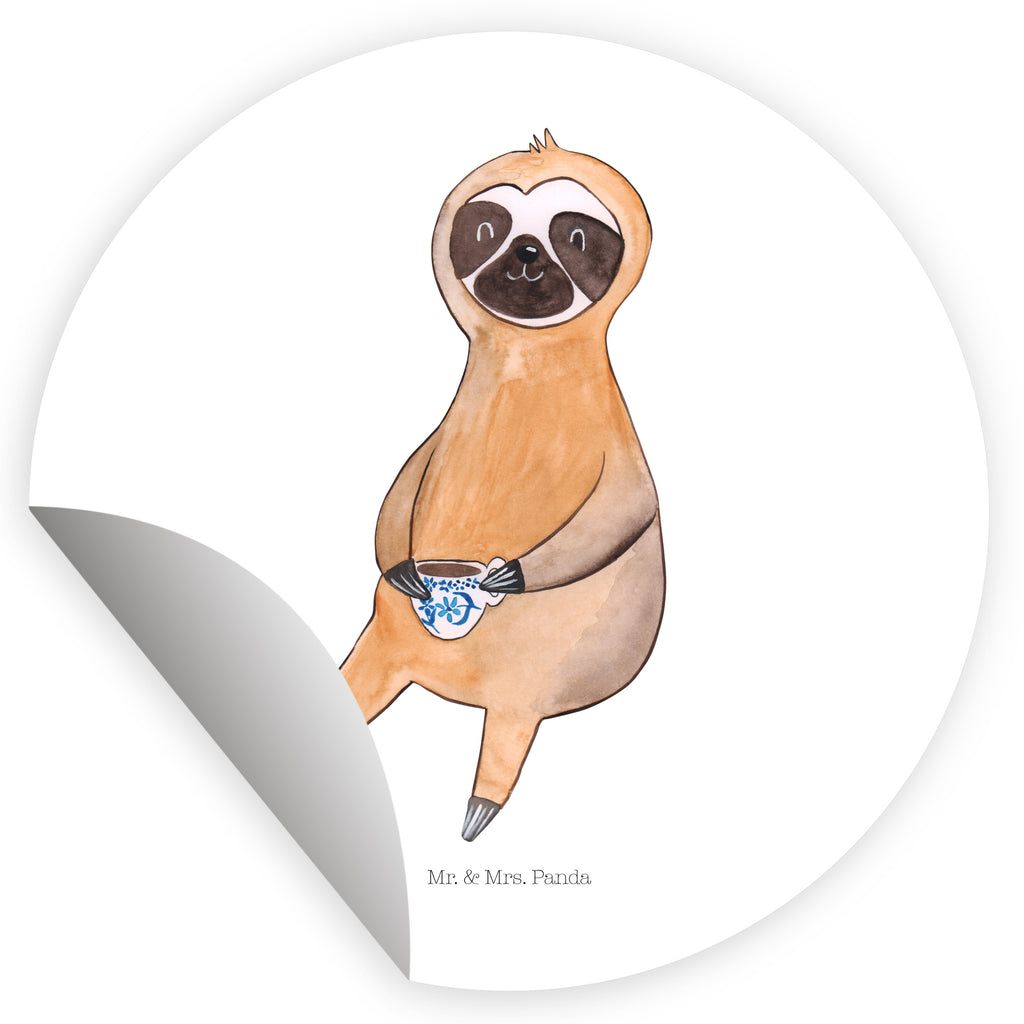 80mm Rund Aufkleber Faultier Kaffee