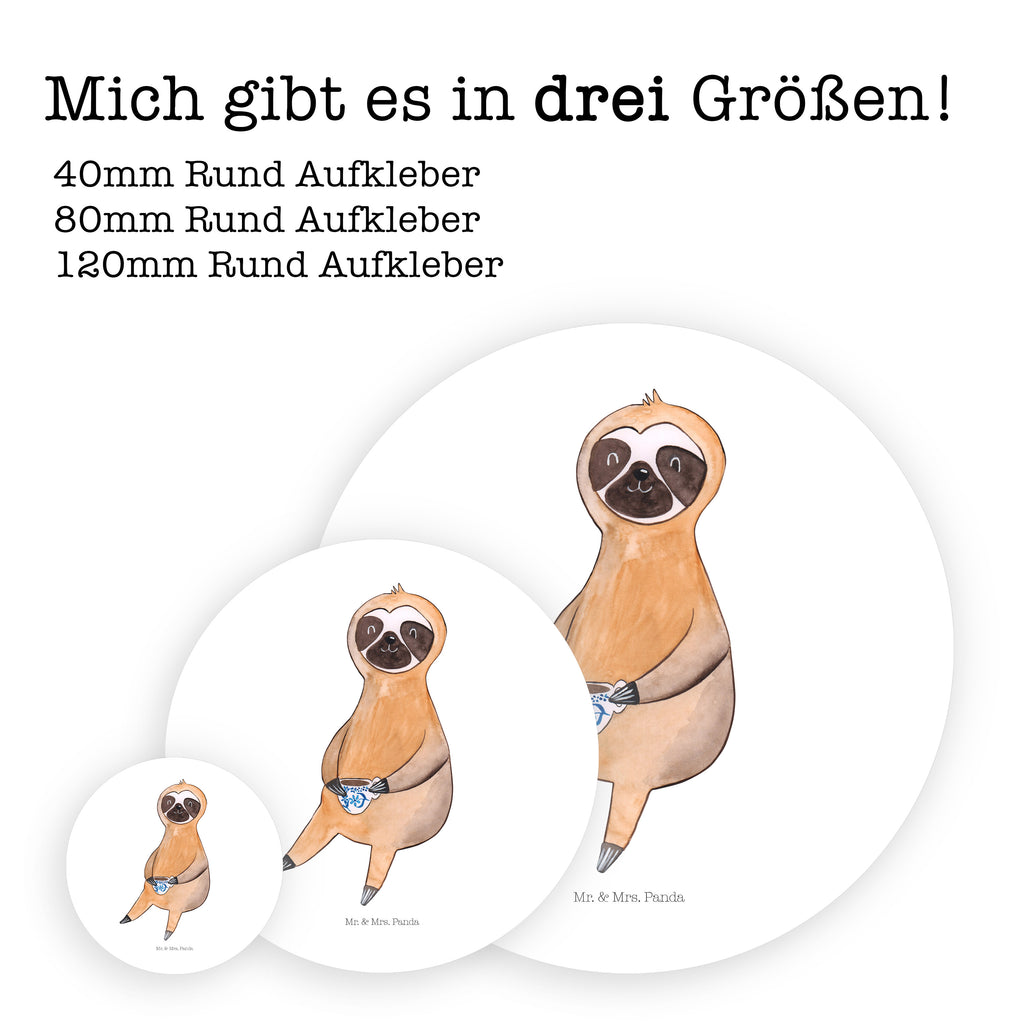 80mm Rund Aufkleber Faultier Kaffee