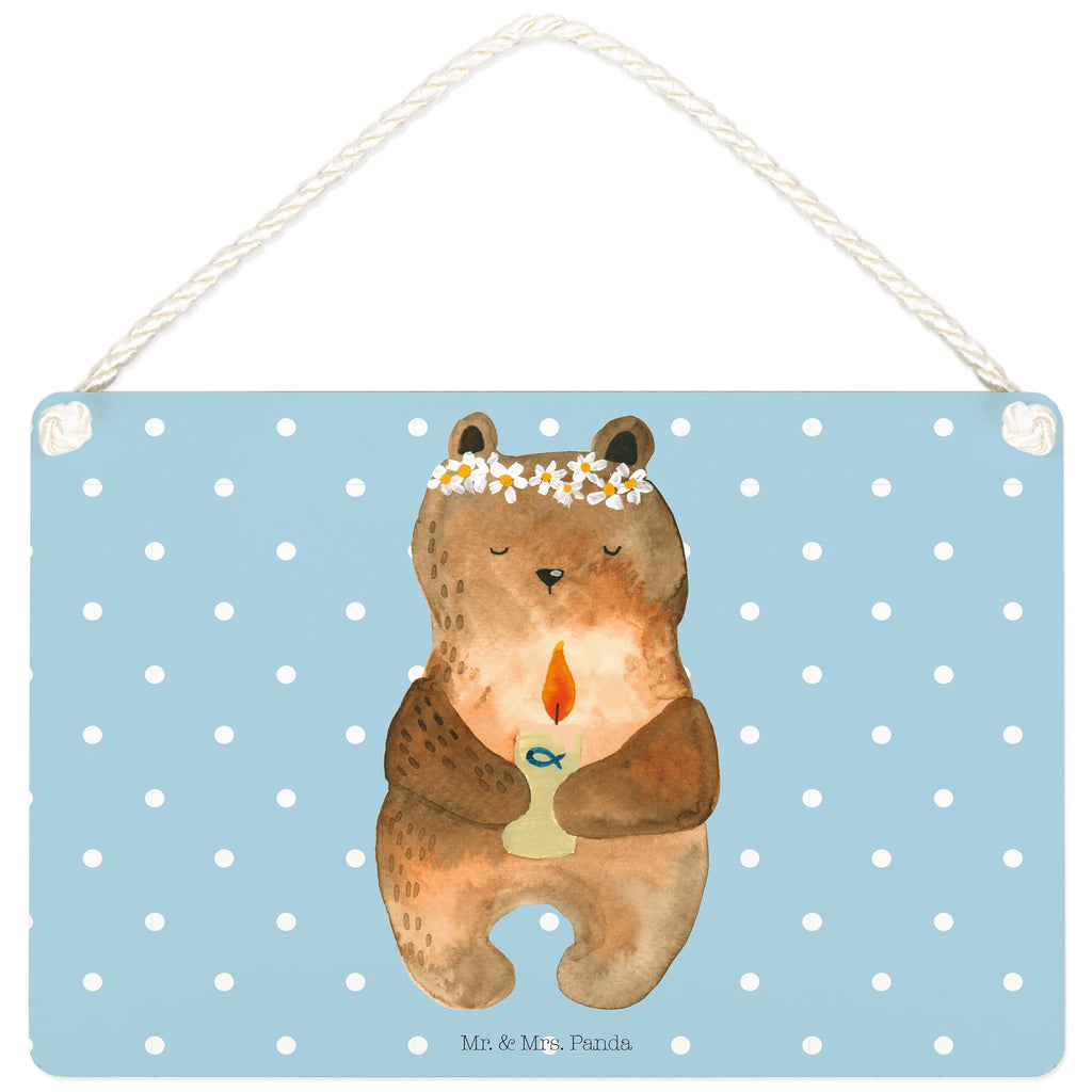 Deko Schild Kommunion-Bär Kommunion, Gottes Segen, Taufkerze, katholisch Dekoschild, Deko Schild, Schild, Tür Schild, Türschild, Holzschild, Wandschild, Wanddeko  Bär, Teddy, Teddybär
