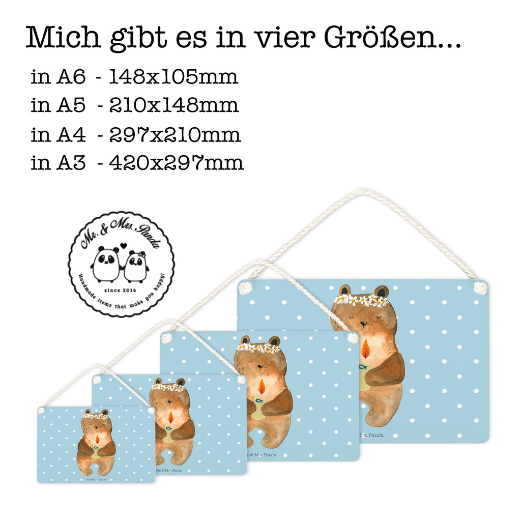 Deko Schild Kommunion-Bär Kommunion, Gottes Segen, Taufkerze, katholisch Dekoschild, Deko Schild, Schild, Tür Schild, Türschild, Holzschild, Wandschild, Wanddeko  Bär, Teddy, Teddybär