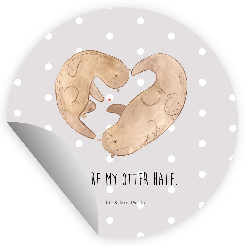 80mm Rund Aufkleber Otter Herz Sticker, Aufkleber, Etikett, Otter, Fischotter, Seeotter, Liebe, Herz, Liebesbeweis, Liebesgeschenk, Bessere Hälfte, Love you, Jahrestag, Hochzeitstag, Verlobung, gemeinsames Leben