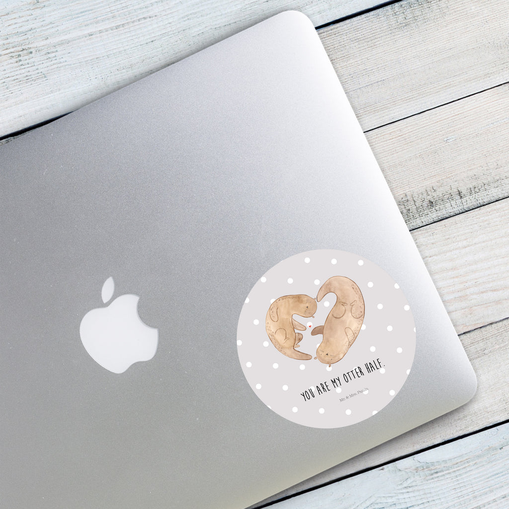 80mm Rund Aufkleber Otter Herz Sticker, Aufkleber, Etikett, Otter, Fischotter, Seeotter, Liebe, Herz, Liebesbeweis, Liebesgeschenk, Bessere Hälfte, Love you, Jahrestag, Hochzeitstag, Verlobung, gemeinsames Leben