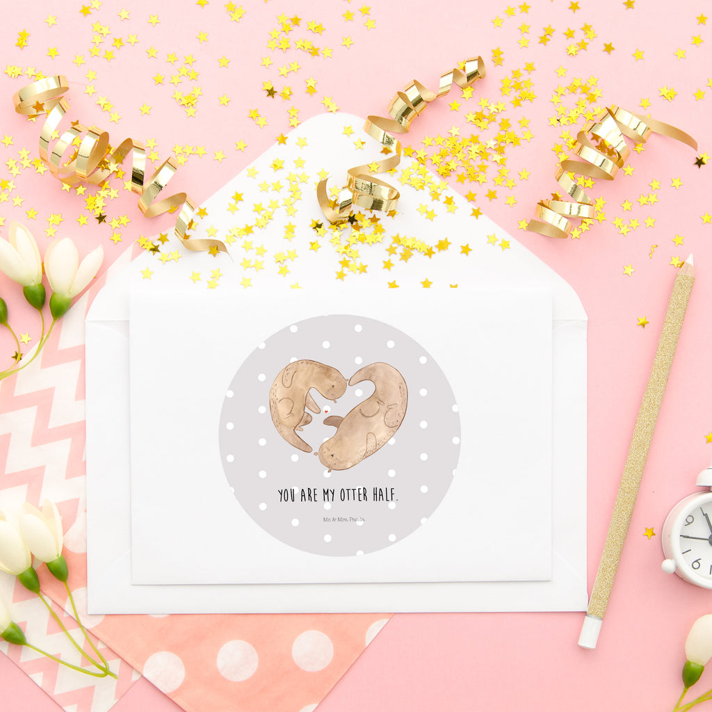 80mm Rund Aufkleber Otter Herz Sticker, Aufkleber, Etikett, Otter, Fischotter, Seeotter, Liebe, Herz, Liebesbeweis, Liebesgeschenk, Bessere Hälfte, Love you, Jahrestag, Hochzeitstag, Verlobung, gemeinsames Leben