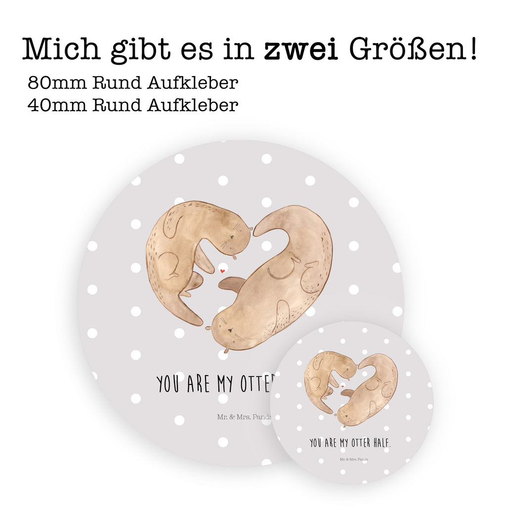 80mm Rund Aufkleber Otter Herz Sticker, Aufkleber, Etikett, Otter, Fischotter, Seeotter, Liebe, Herz, Liebesbeweis, Liebesgeschenk, Bessere Hälfte, Love you, Jahrestag, Hochzeitstag, Verlobung, gemeinsames Leben