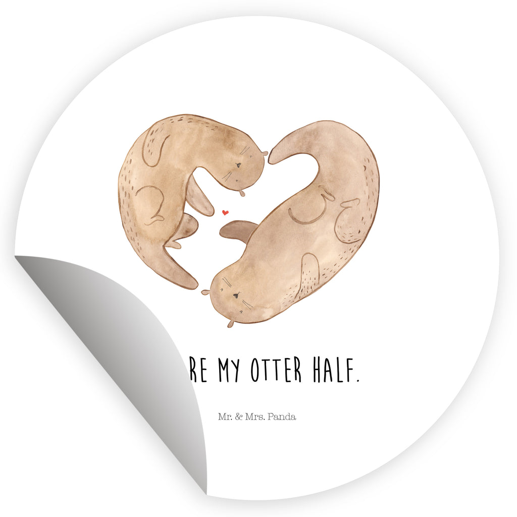 80mm Rund Aufkleber Otter Herz Sticker, Aufkleber, Etikett, Otter, Fischotter, Seeotter, Liebe, Herz, Liebesbeweis, Liebesgeschenk, Bessere Hälfte, Love you, Jahrestag, Hochzeitstag, Verlobung, gemeinsames Leben