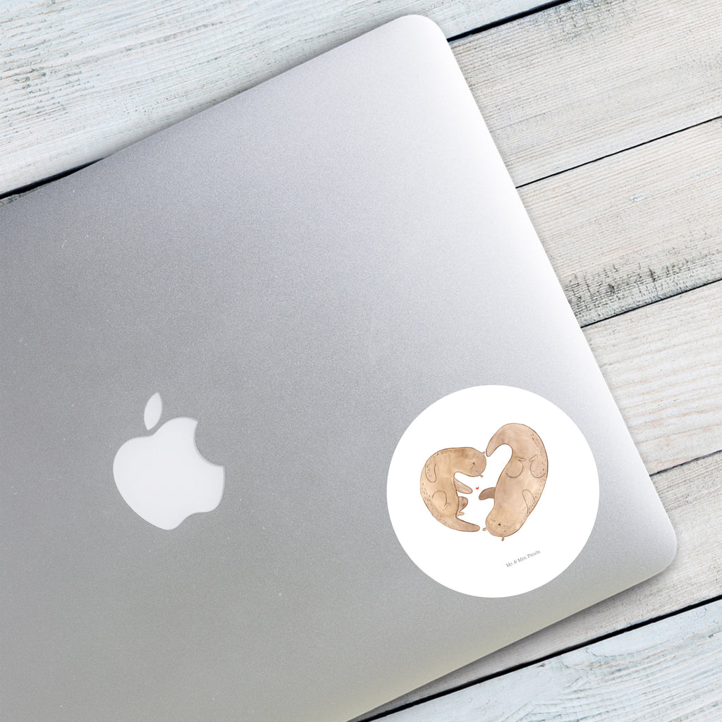 80mm Rund Aufkleber Otter Herz Sticker, Aufkleber, Etikett, Otter, Fischotter, Seeotter, Liebe, Herz, Liebesbeweis, Liebesgeschenk, Bessere Hälfte, Love you, Jahrestag, Hochzeitstag, Verlobung, gemeinsames Leben