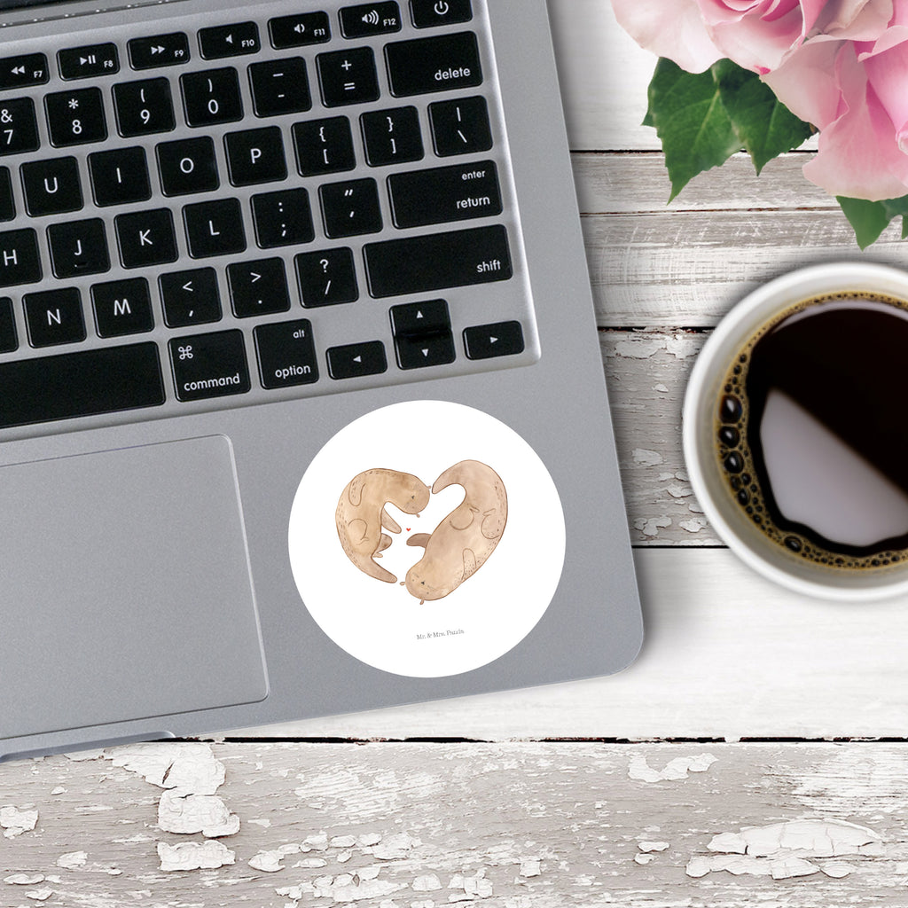 80mm Rund Aufkleber Otter Herz Sticker, Aufkleber, Etikett, Otter, Fischotter, Seeotter, Liebe, Herz, Liebesbeweis, Liebesgeschenk, Bessere Hälfte, Love you, Jahrestag, Hochzeitstag, Verlobung, gemeinsames Leben