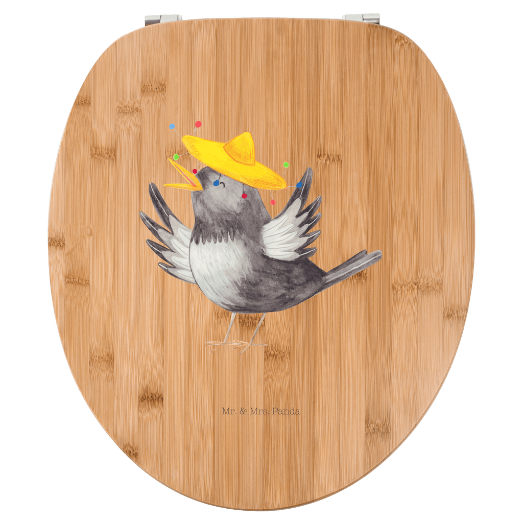 Motiv WC Sitz Rabe mit Sombrero Klobrille, Klodeckel, Toilettendeckel, WC-Sitz, Toilette, Tiermotive, Gute Laune, lustige Sprüche, Tiere, Rabe, Vogel, Vögel, Spruch positiv, fröhlich sein, glücklich sein, Glück Spruch, froh, Elster, Motivation