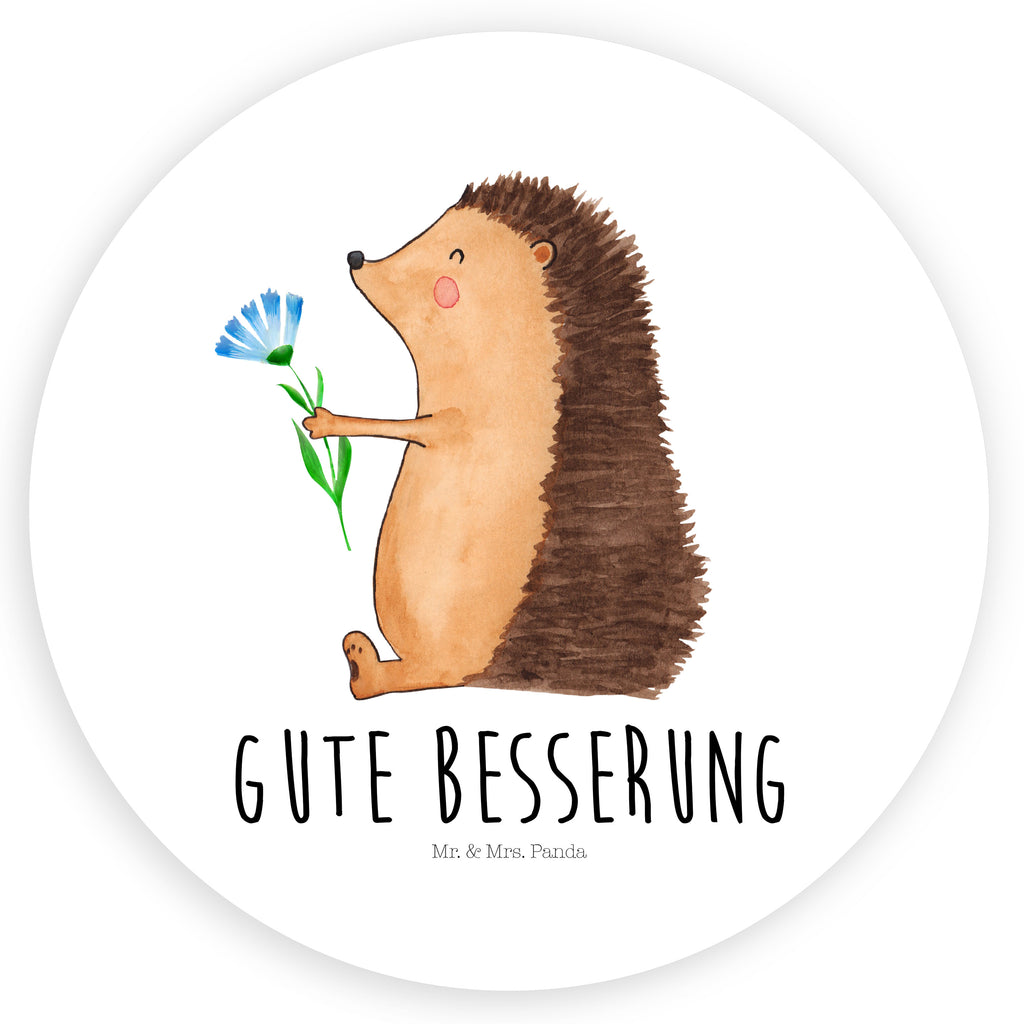 80mm Rund Aufkleber Igel mit Blume Sticker, Aufkleber, Etikett, süße Tiermotive, gute Laune, lustige Sprüche, Tiere, Igel, Gute Besserung, Genesungswünsche, Krankheit, Krankenhaus, krank, Besuch