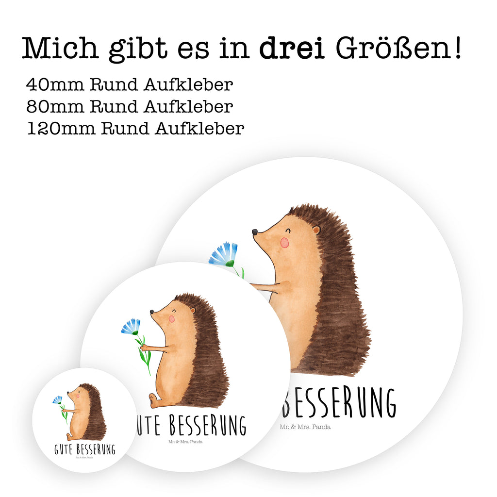 80mm Rund Aufkleber Igel mit Blume Sticker, Aufkleber, Etikett, süße Tiermotive, gute Laune, lustige Sprüche, Tiere, Igel, Gute Besserung, Genesungswünsche, Krankheit, Krankenhaus, krank, Besuch
